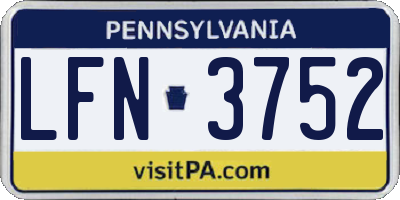 PA license plate LFN3752