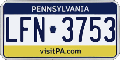 PA license plate LFN3753
