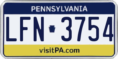 PA license plate LFN3754