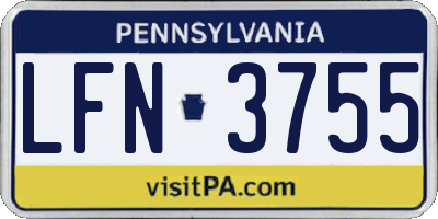 PA license plate LFN3755