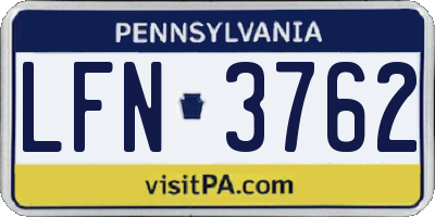 PA license plate LFN3762