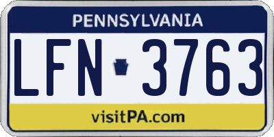 PA license plate LFN3763