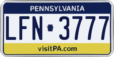 PA license plate LFN3777