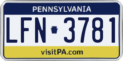 PA license plate LFN3781