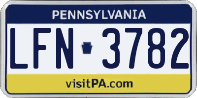 PA license plate LFN3782