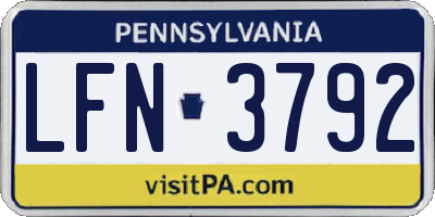 PA license plate LFN3792