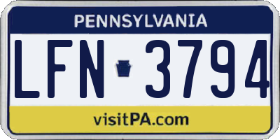 PA license plate LFN3794