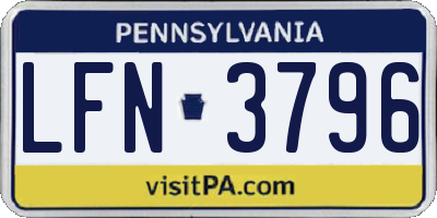 PA license plate LFN3796
