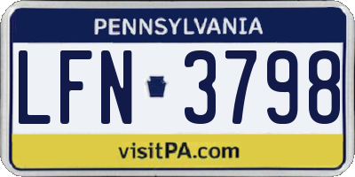 PA license plate LFN3798