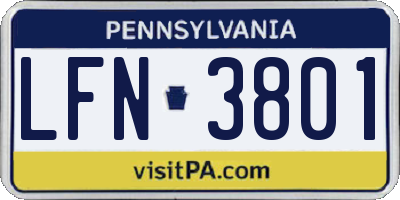 PA license plate LFN3801