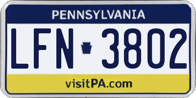 PA license plate LFN3802