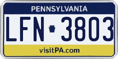 PA license plate LFN3803