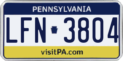 PA license plate LFN3804