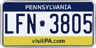 PA license plate LFN3805