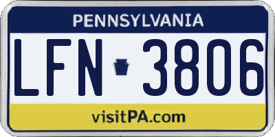 PA license plate LFN3806