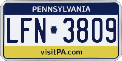 PA license plate LFN3809