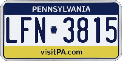 PA license plate LFN3815