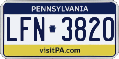 PA license plate LFN3820
