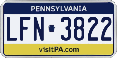PA license plate LFN3822