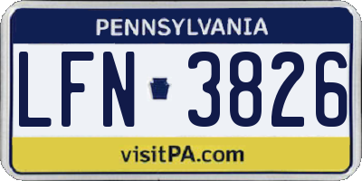 PA license plate LFN3826