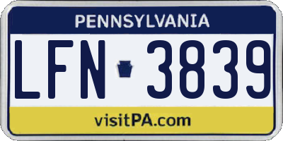 PA license plate LFN3839