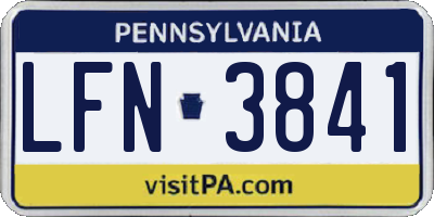 PA license plate LFN3841