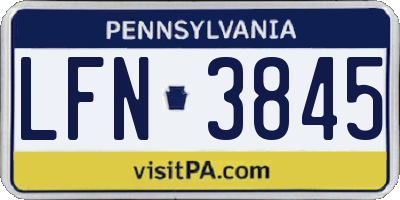 PA license plate LFN3845