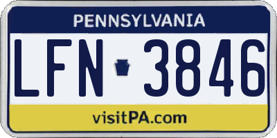 PA license plate LFN3846