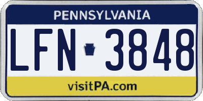 PA license plate LFN3848