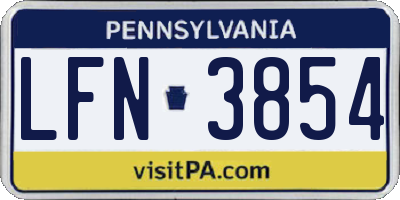 PA license plate LFN3854