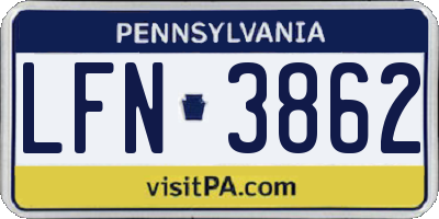 PA license plate LFN3862