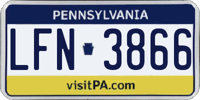PA license plate LFN3866