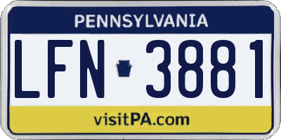 PA license plate LFN3881