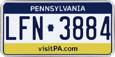 PA license plate LFN3884