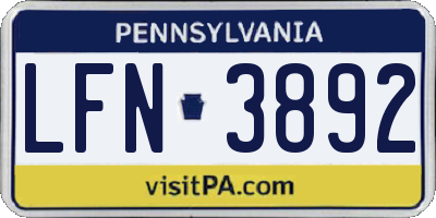 PA license plate LFN3892