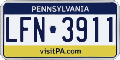 PA license plate LFN3911