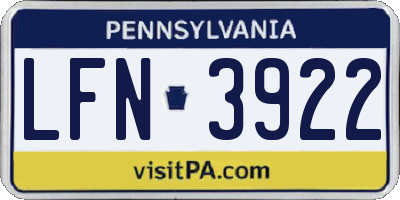 PA license plate LFN3922