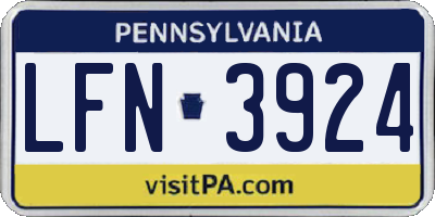 PA license plate LFN3924