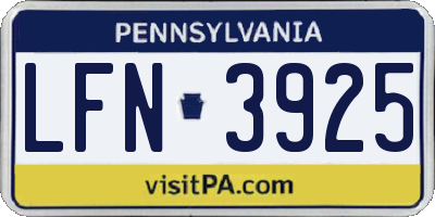 PA license plate LFN3925