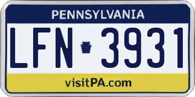 PA license plate LFN3931