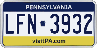 PA license plate LFN3932