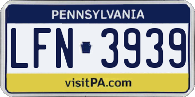 PA license plate LFN3939