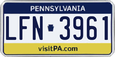 PA license plate LFN3961