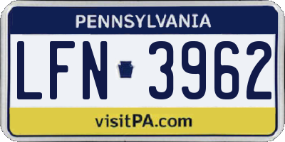 PA license plate LFN3962