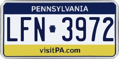 PA license plate LFN3972