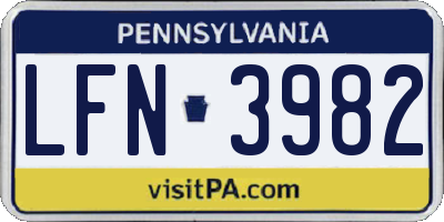PA license plate LFN3982
