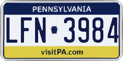 PA license plate LFN3984