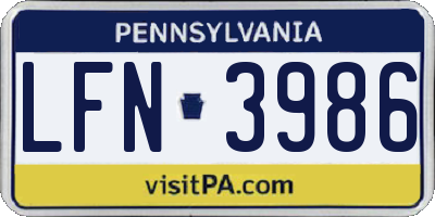 PA license plate LFN3986