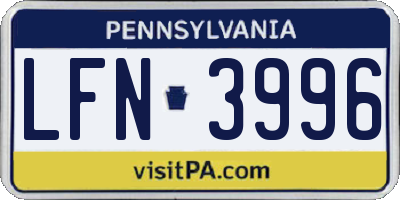 PA license plate LFN3996