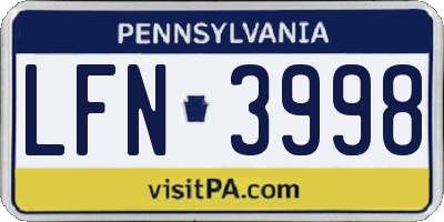 PA license plate LFN3998